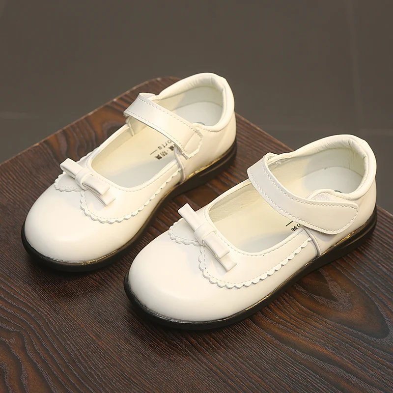 

Elegant Little White Leather Shoes Girls Comfort Non-Slip Flats Black Princess Style Party Graduation School Shoes Baby Footwear