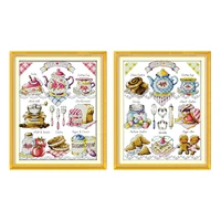 cake afternoon tea cross stitch set 14ct 11ct printed canvas embroidery sewing kit dmc count chinese cross stitch kit diy crafts