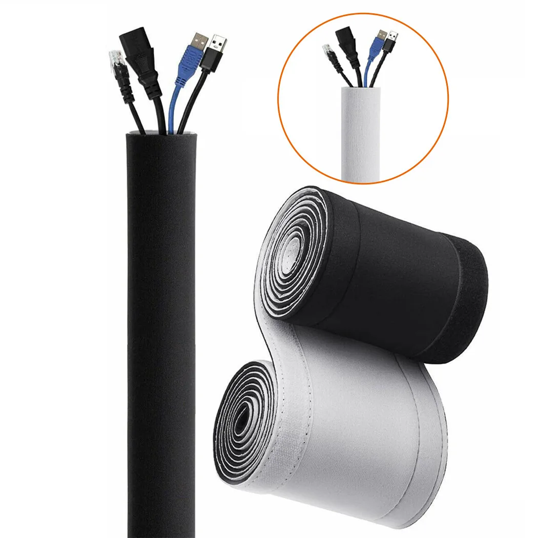 

2M Cable Management Sleeve Flexible Neoprene Wrap Wire Cord Hider Cover Organizer For PC TV Office Phones