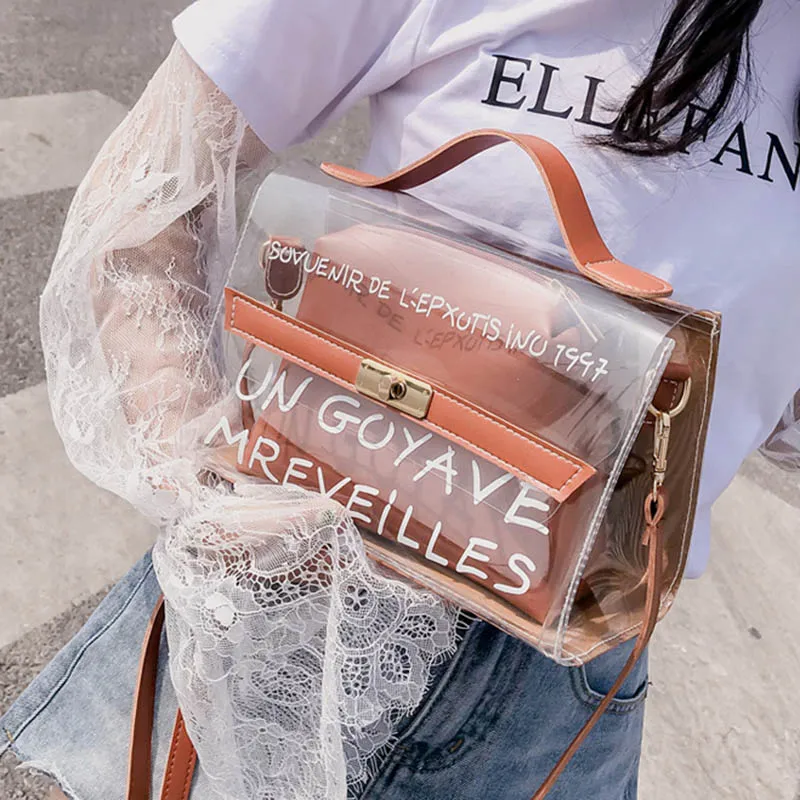 Женские композитные сумки прозрачная сумочка из ПВХ с надписью кошелек