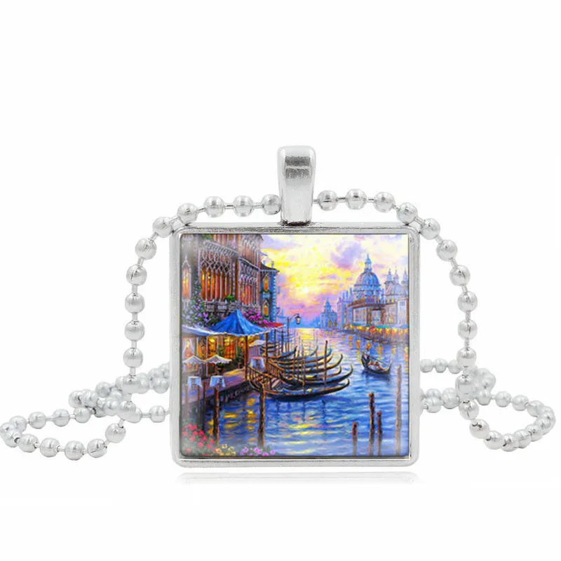 Венецианское художественное изображение кабошон стеклянная плитка цепь
