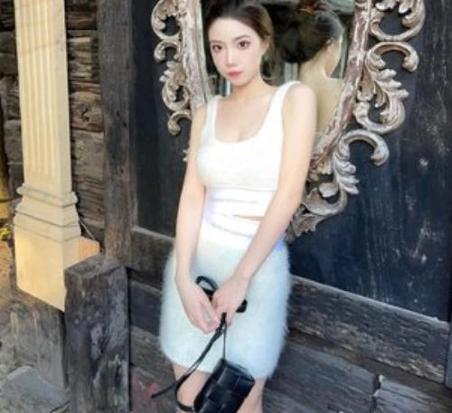 

120419 12042 Brand Luxury Design Autumn Winter Fashion Classic Casual Versatile Rabbit Velvet Suspender Vest + Skirt Women A2