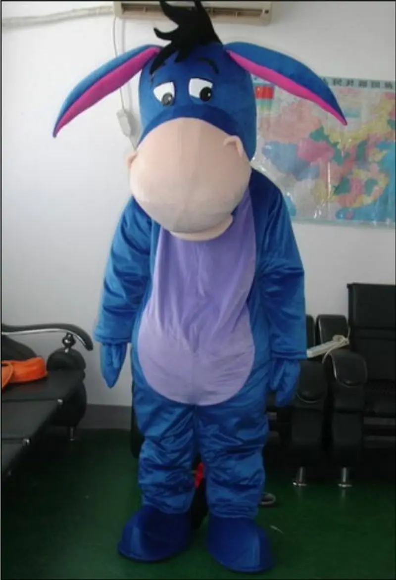 Мультфильм синий маскарадный костюм осла меховой с изображением животного для