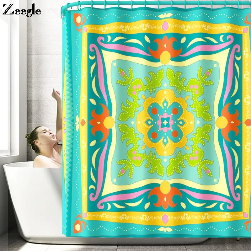 

National Tide Pattern Bathroom Rug Set Waterproof Shower Curtain 180x180cm Home Decor Shower Curtain Polyester Bathroom Set
