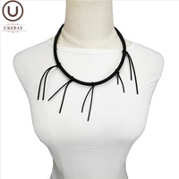 ukebay new punk pendant necklaces women tassel necklace elasticity rubber jewelry strange choker handmade clothing accessories