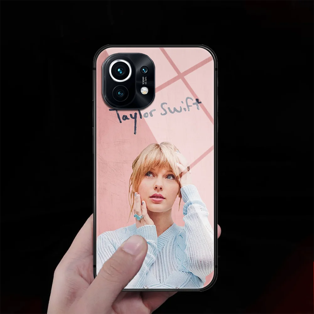

Swift-Taylor Folklore Tempered Glass Phone Case Cover For Xiaomi Mi Note 9 10 11 T Pro Lite Ultra Painting Bumper Painting Case