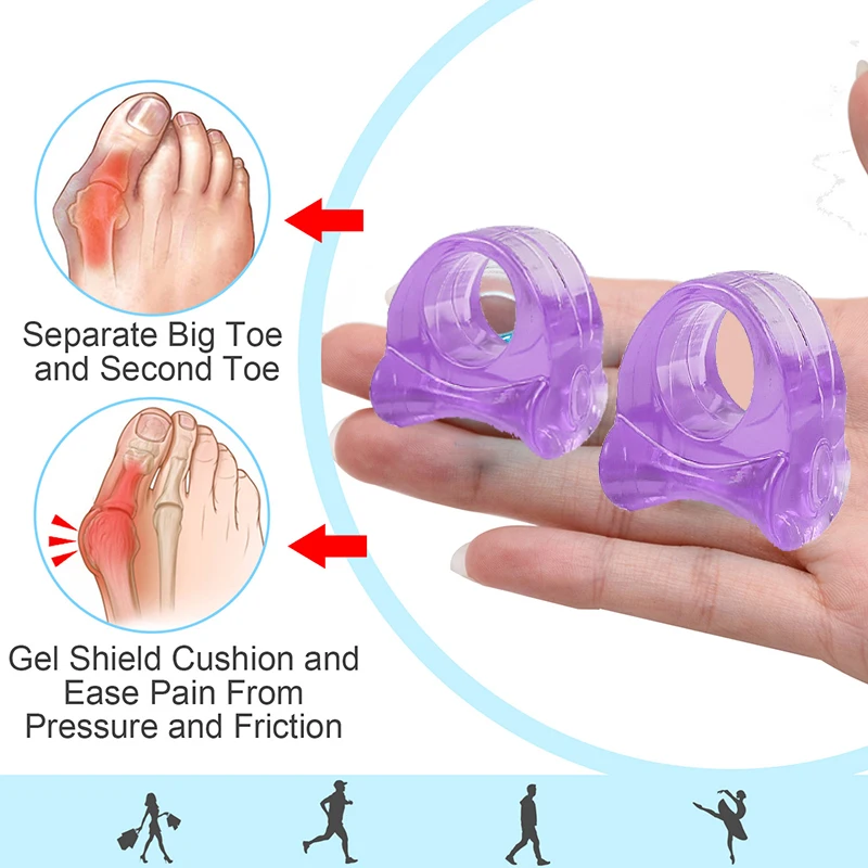 

2Pcs Purple Transparent Correction Thumb Outdoor Household Hiking Soft Essential Purple Silicone Toe Separator