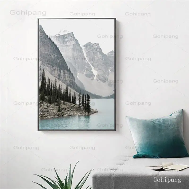 Nordic Landscape Mountain Lake Canvas Paintings Home Decoration Living Room Wall Art Pictures Nature Scenery Posters and Prints | Дом и сад