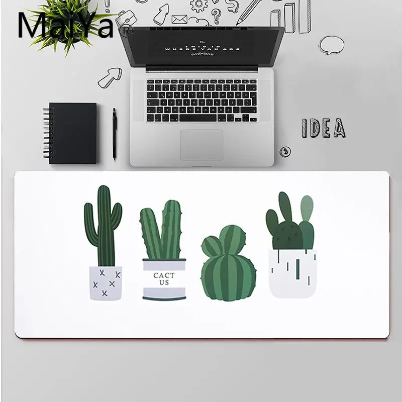 

Maiya Top Quality Beautiful Watercolor cactus Art Locking Edge Mouse Pad Game Free Shipping Large Mouse Pad Keyboards Mat