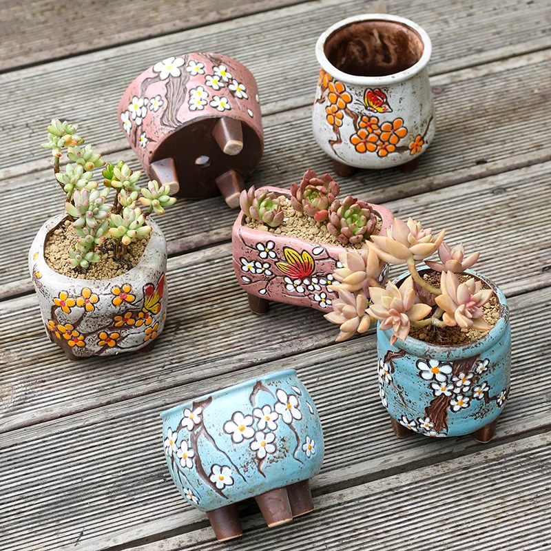 Толстый керамический цветочный горшок для мяса и растений дышащий корейский