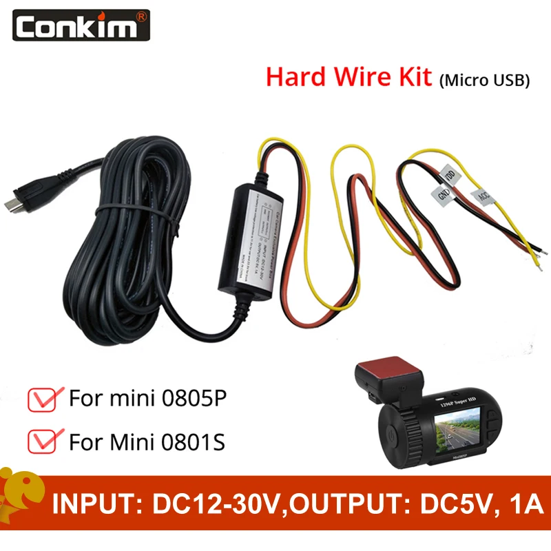 

Автомобильный видеорегистратор Conkim с Micro USB, 12 в пост. Тока до 5 В