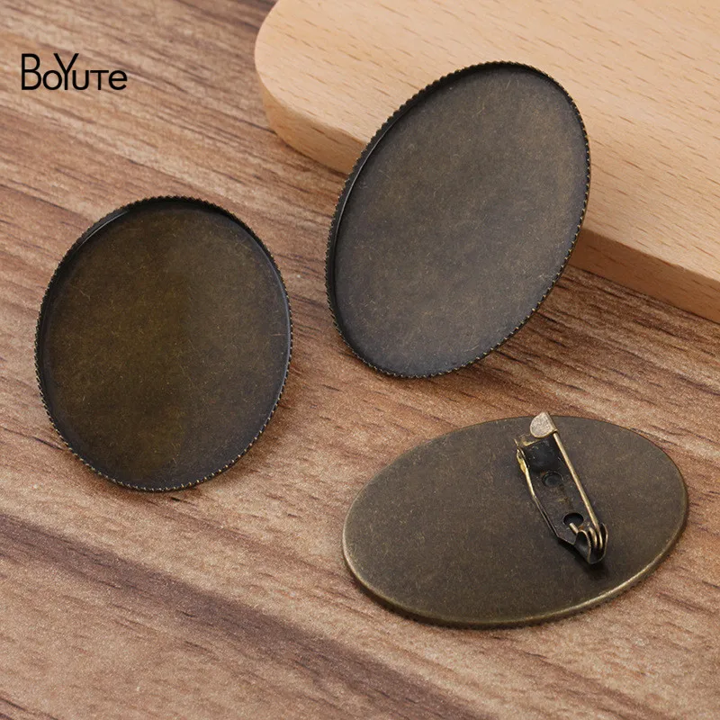 BoYuTe (10 Pieces/Lot) Oval 30*40MM Cabochon Base Blank Tray Settings Oval Antique Bronze Plated Vintage Brooch Blanks
