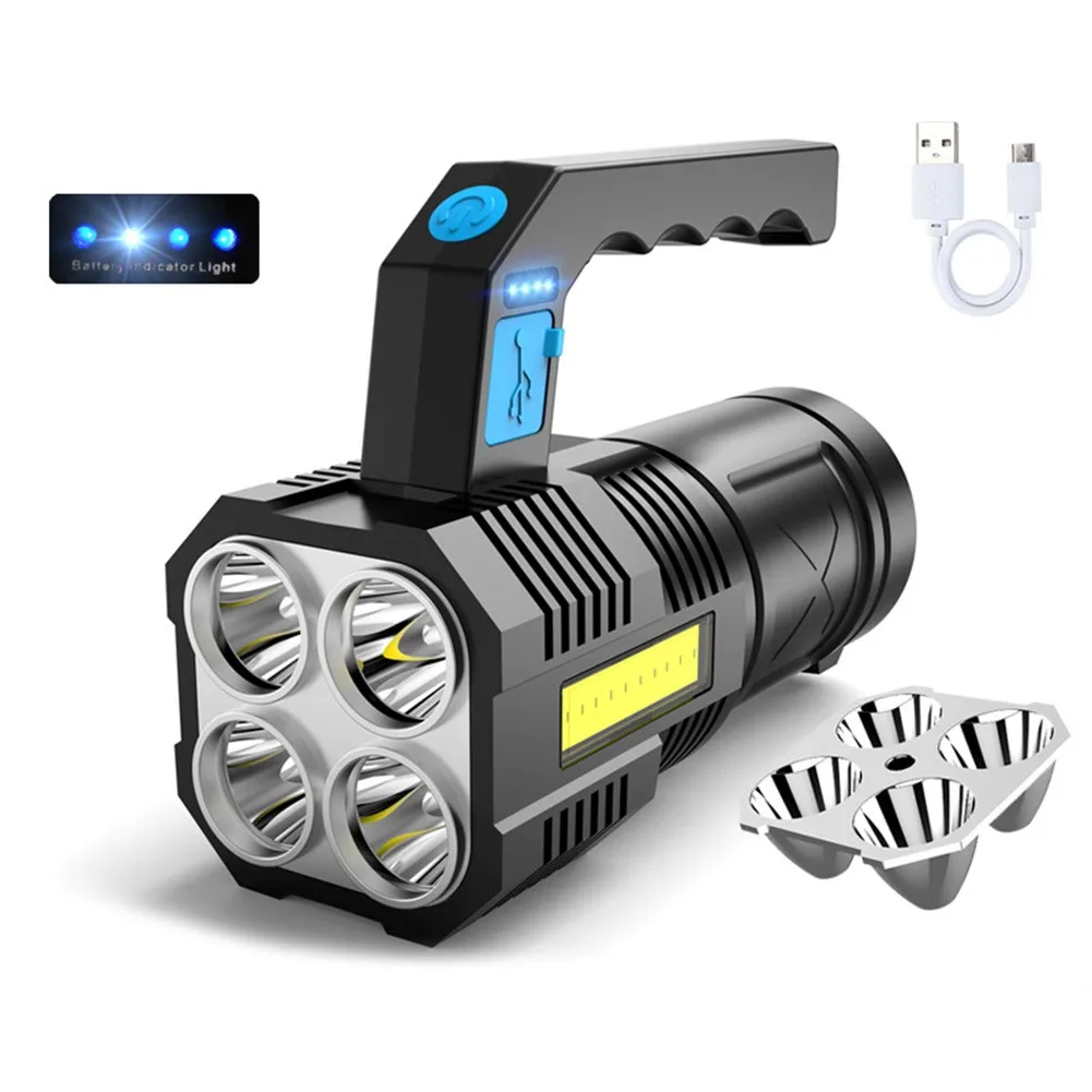 

LED Strong Light Flashlight USB Rechargeable Searchlight Household Portable Lamp Outdoor Camping Superbright Powerful Flashlight