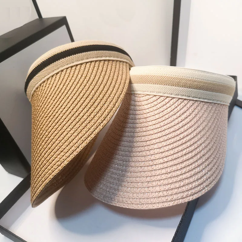 

HT201 Summer Women Straw Hat Empty Top 2020 Women's Summer Hat Sun Protection Outdoor Sports Fishing Beach Chapeau