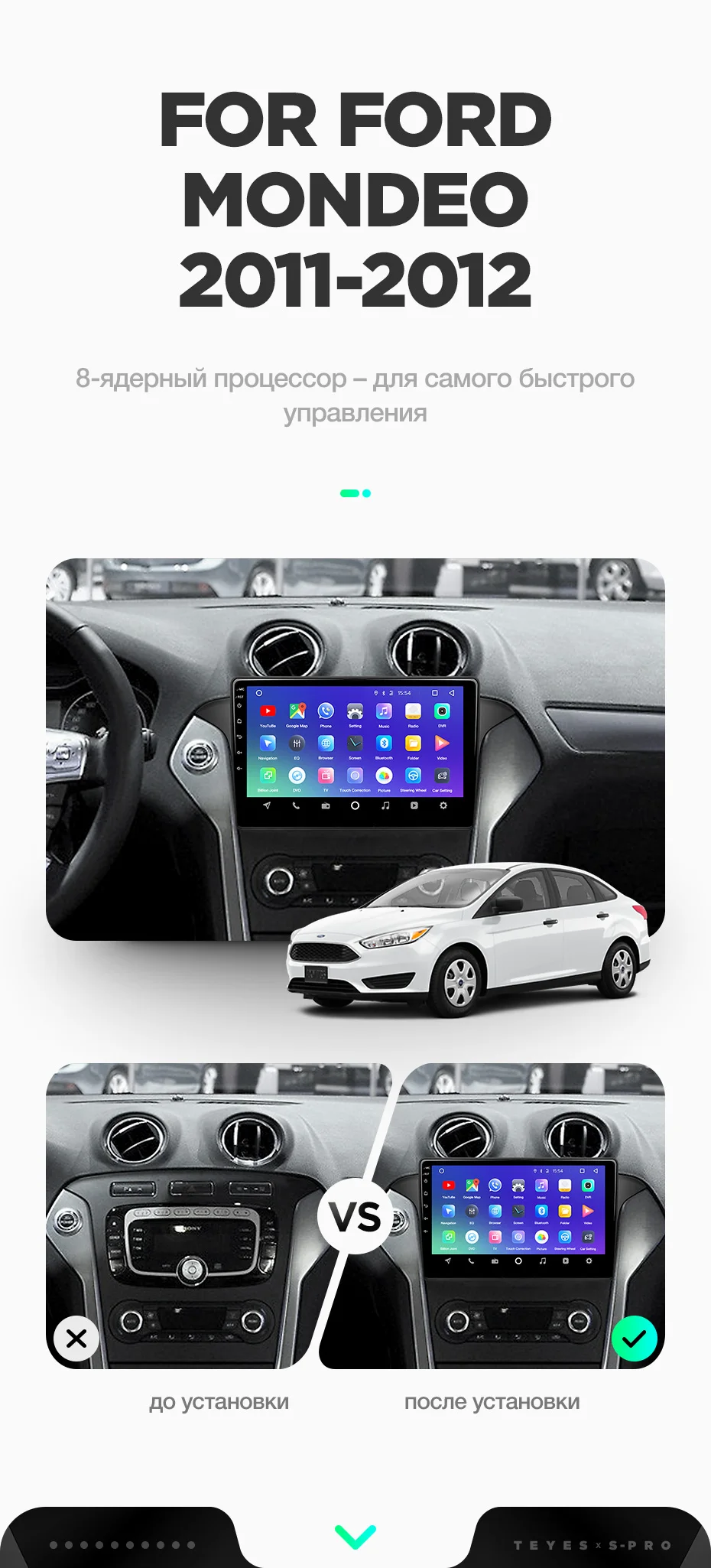 TEYES SPRO Штатная магнитола для Форд Мондео 4 Ford Mondeo 4 2010 2011 2012 2013 Android 8.1, до 8-ЯДЕР, до 4+ 64ГБ 32EQ+ DSP 2DIN автомагнитола 2 DIN DVD GPS мультимедиа автомобиля головное устройство