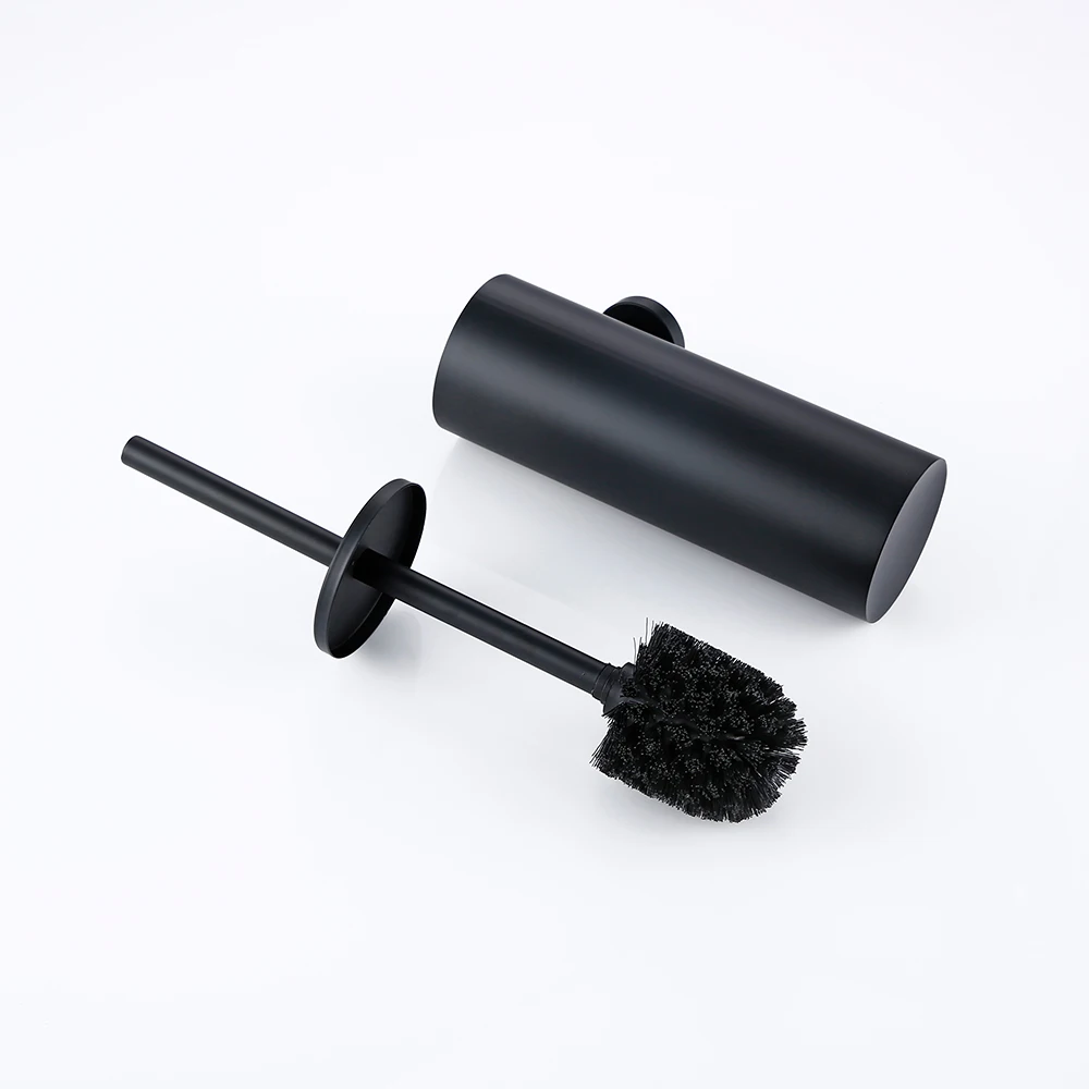 Black Toilet Brush Holder In Wall For Bathroom Set Modern Style 304 Stainless Steel Material No Dead Toilet Cleaning