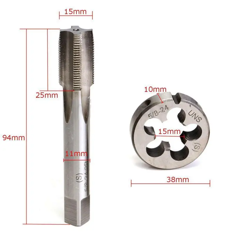 5/8-24 UNEF Hand Tap & Round Die Set Alloy Steel Right Tapping Cutting Tool | Инструменты