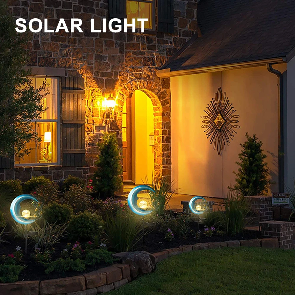 

Stars Moon Solar Powered Lights Outdoor Garden Stake Lamps Waterproof LED Landscape Lighting for Pathway,Yard,Lawn, Patio