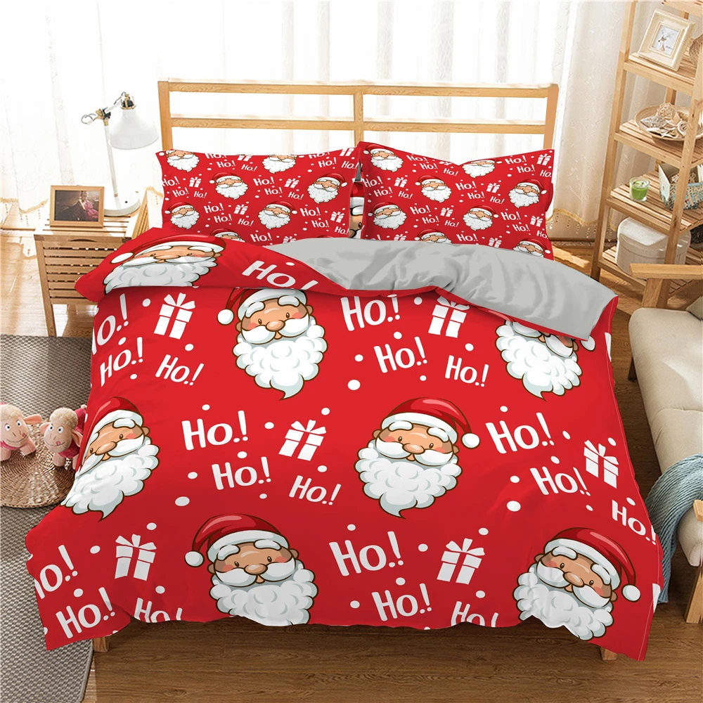 

Merry Christmas Bedding Set Elk/Santa Claus Pattern Duvet Cover Twin/King/Queen Size Cozy Comforter Cover For Kids Gifts
