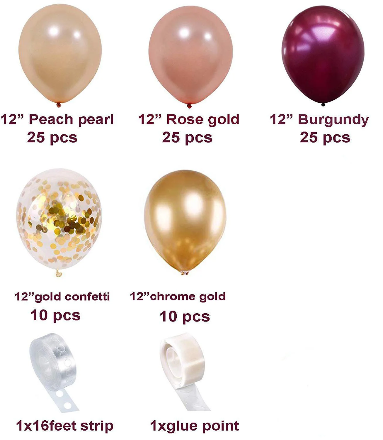 

Balloon Garland Kit, 95PCS 12Inch Balloons for Bachelorette Birthday Baby Bridal Shower Party Decorations.