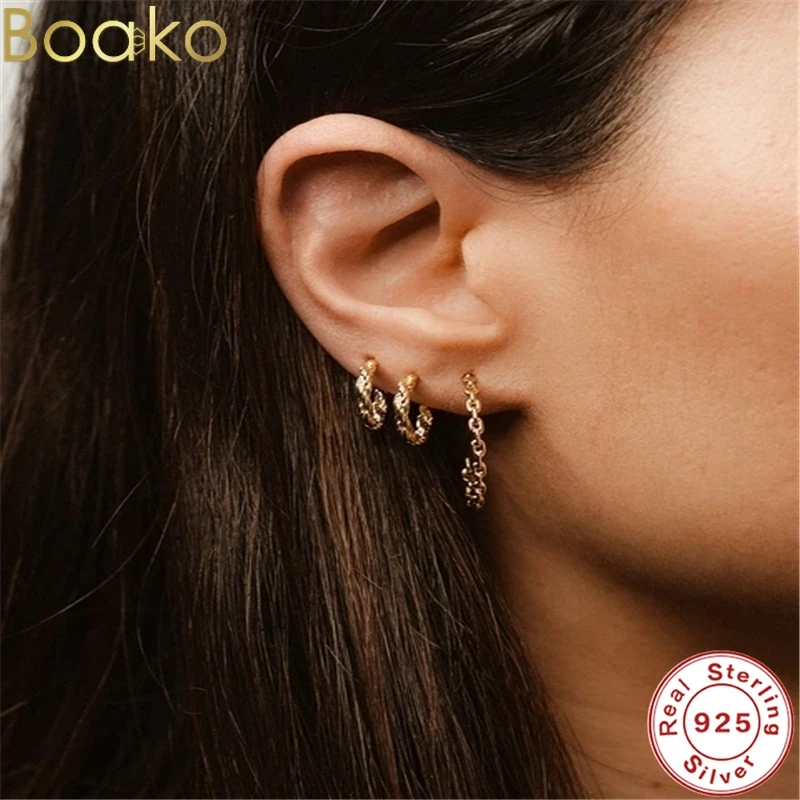 

BOAKO 925 Sterling Silver Simple Fashion C-shape Bee Stud Earrings For Women Exquisite Student Girlfriend Jewelry Accessories