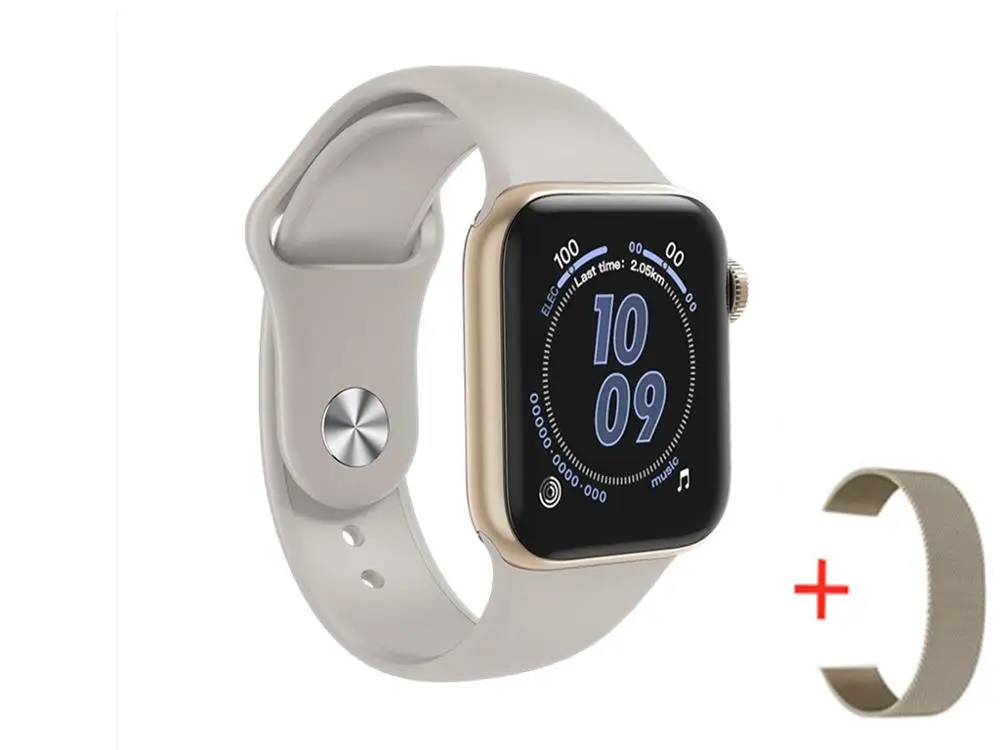 grey and strap Полный сенсорный экран Bluetooth Смарт часы сердечного ритма кровяное давление Фитнес браслет PK Iwo 8 Iwo 10 Smartwatch W58 женщина мужчина - Цвет: grey and strap