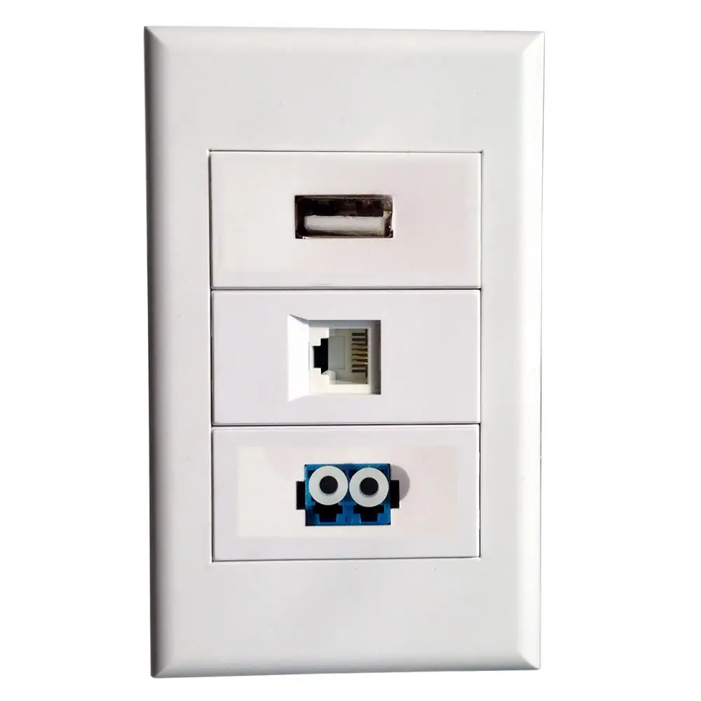Настенная панель с портами USB + RJ11 LC Белая настенная для кабельной системы сервис