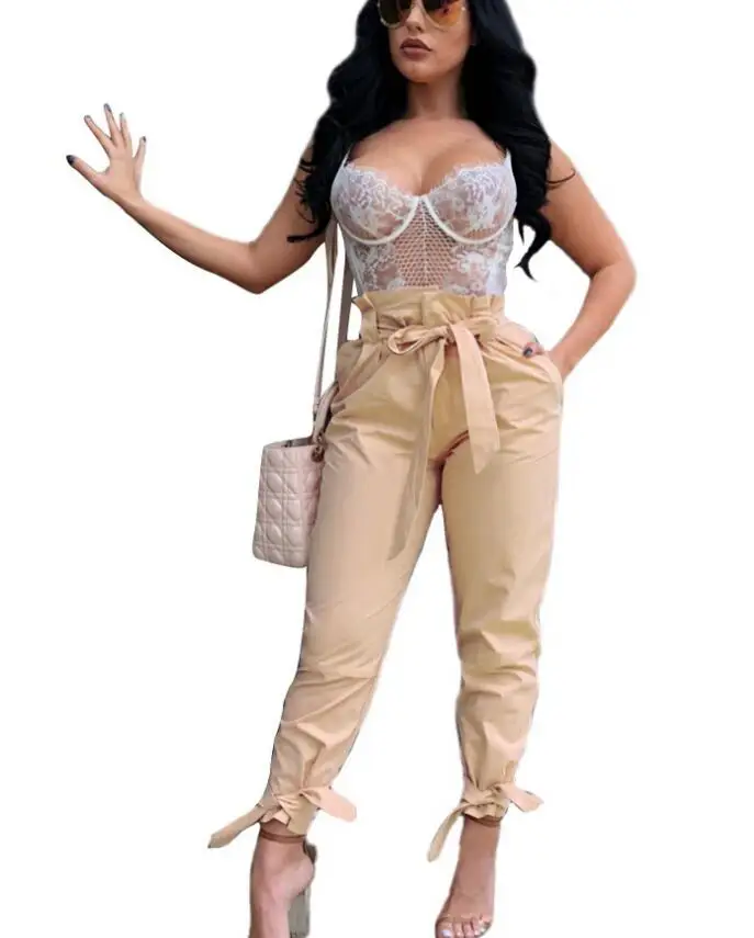 

Plus-size women's trousers 2018 new casual slacks high-waisted cotton stretch nine point trousers women