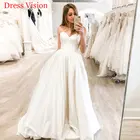 Женское атласное свадебное платье, Элегантное Длинное платье невесты с вырезом сердечком