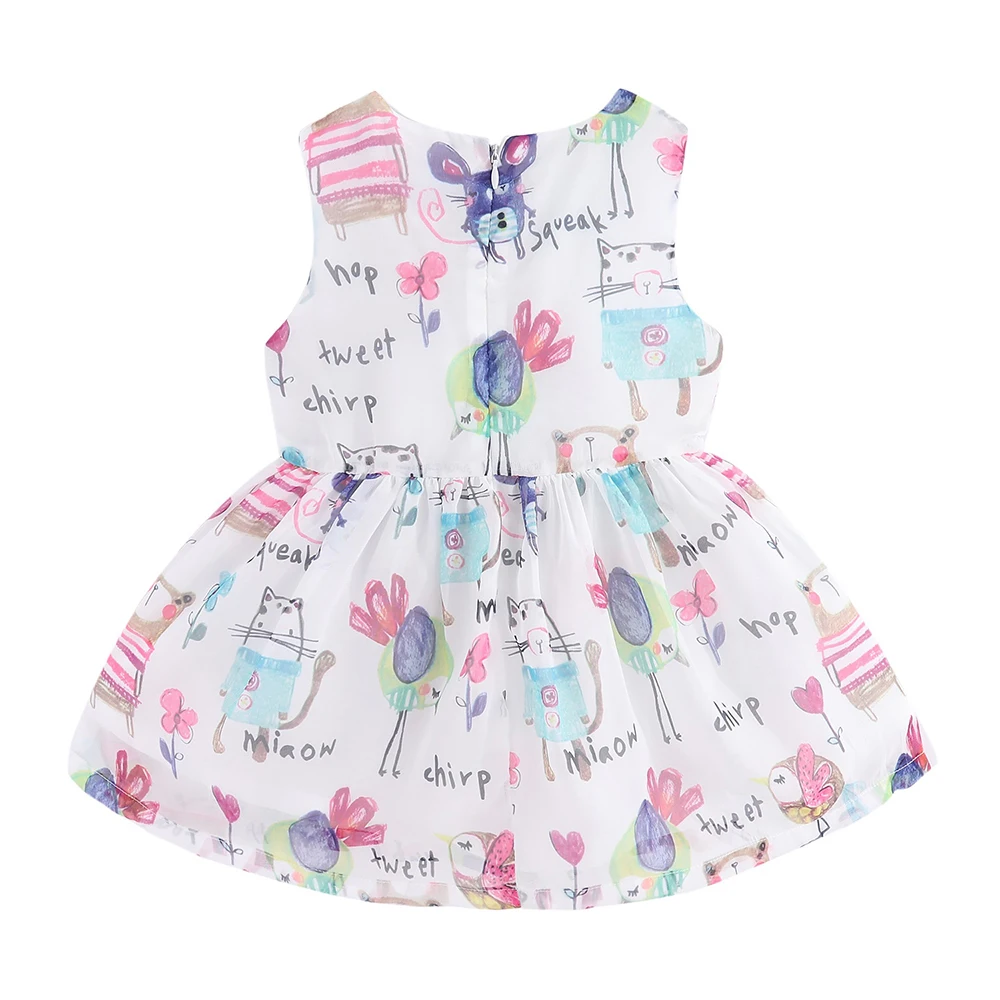 LittleSpring Adorable Girls Summer Dresses Cute Turn-Down Collar Animal Print Dress | Детская одежда и обувь