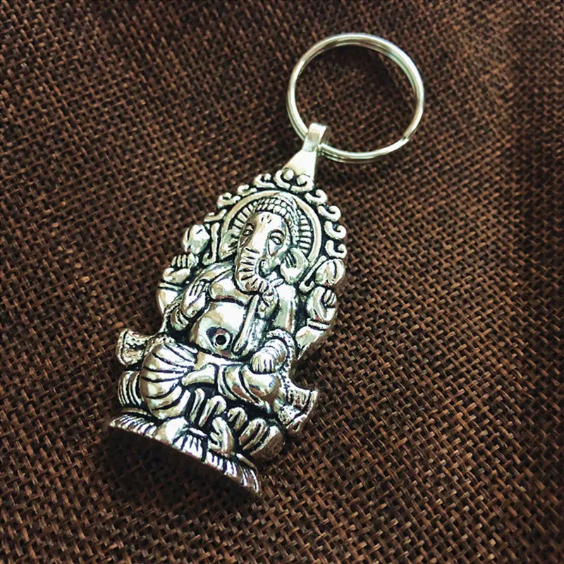 

New Fashion Men Keychain Ganesha Buddha Elephant Pendants DIY Men Jewelry Car Key Chain Ring Holder Souvenir For Gift