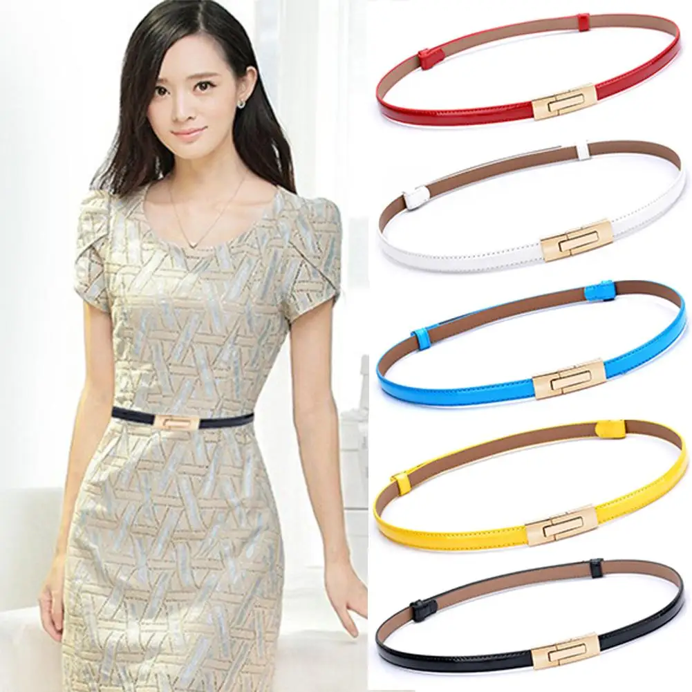 Модный женский узкий пояс карамельного цвета вставка металлическая с пряжкой