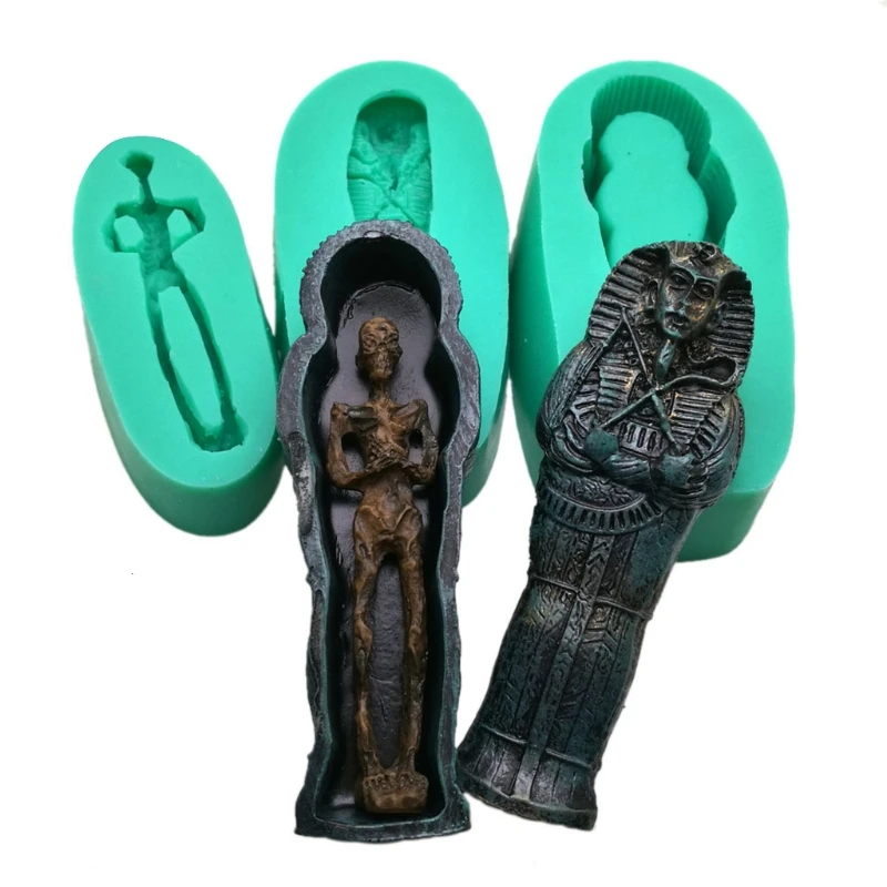 

3 Pcs/Set DIY Crafts Aromatherapy Candle Plaster Making Epoxy Resin Mold Halloween Funny Coffin Silicone Mould