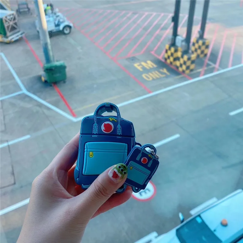 

For AirPod 2 Case 3D Schoolbag Backpack Cartoon Soft Silicone Cases For Apple Airpods Case Cute Cover Funda keychain