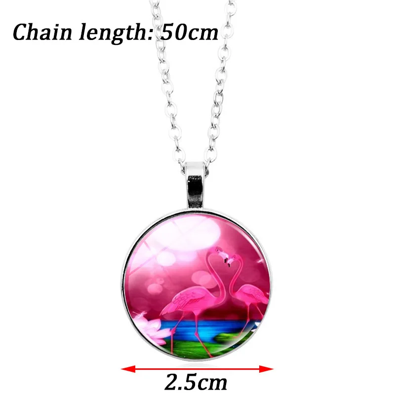 Романтика фламинго фото стеклянный кабошон модные ювелирные изделия ожерелье