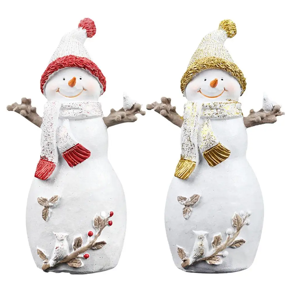 

3D Snowman Christmas Figurine Christmas Decorations For Home Garden Fairy Decor Resin Craft Ornament Navidad New Year 2022 Gift