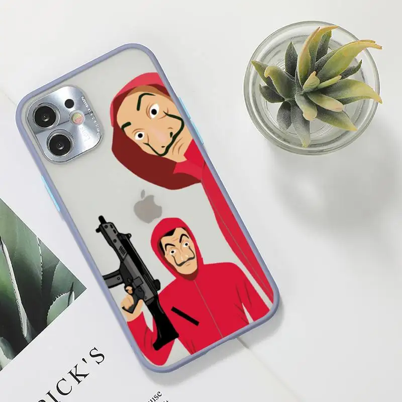 

Money Heist House Paper La Casa de papel Phone Case For iPhone 12 11 Mini Pro XR XS Max 7 8 Plus X Matte transparent Gray Cover