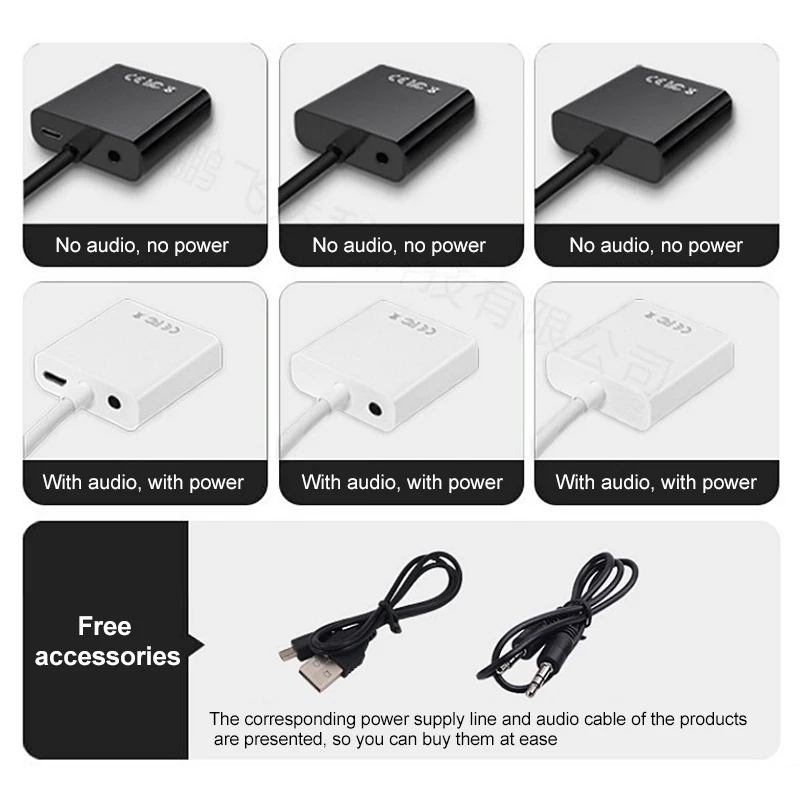VGA адаптер совместимj с HDMI цифро аналоговый преобразователь видео кабель