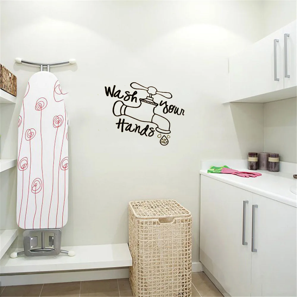 

Hand Wash Wall Sticker For Bathroom Wall Vinyl Applique Waterproof Faucet Art Applique Mural Home Decor dw8627