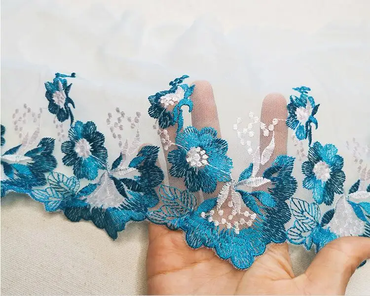 Горячее предложение! 1 м/лот Высокое качество 20 см синий зеленый вышивка