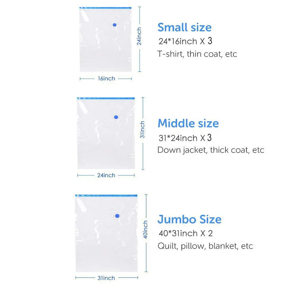 

Vacuum Storage Bag Clothes Quilt Valve Sealer Foldable Compressed Organizer Space Saver Packet Vacuum Compressed Bag Roll Bag