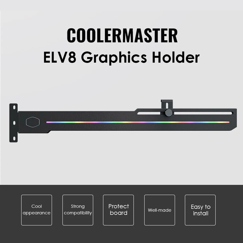 

ELV8 LED GPU Holders Cooler Master Addressable RGB Vertical Graphic Cards Bracket for Households Computers Decors