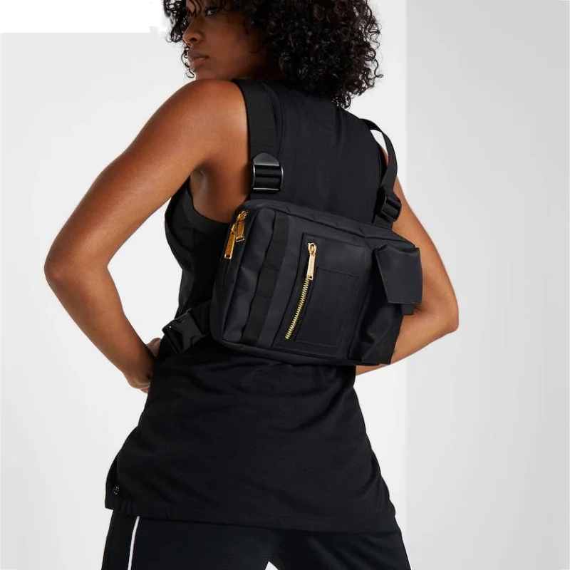 Мужская тактическая нагрудная сумка в стиле хип-хоп холщовая уличном