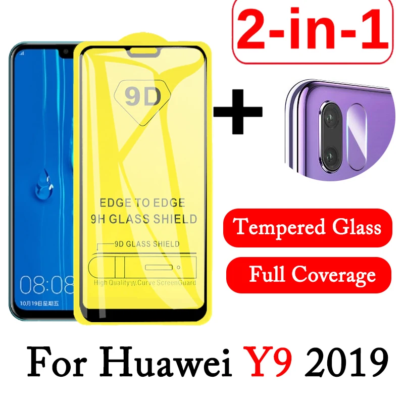 Защитное стекло для объектива камеры 2 в 1 9D закаленное Huawei Y9 2019 Защитная пленка