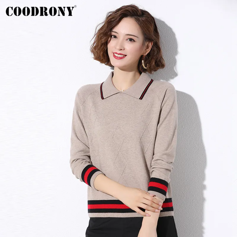 

COODRONY Brand Geometric Pattern Link Shoulder Sleeve Pullover Slim Sweater Female 2020 Winter Casual Knitted Women Jumper W1077