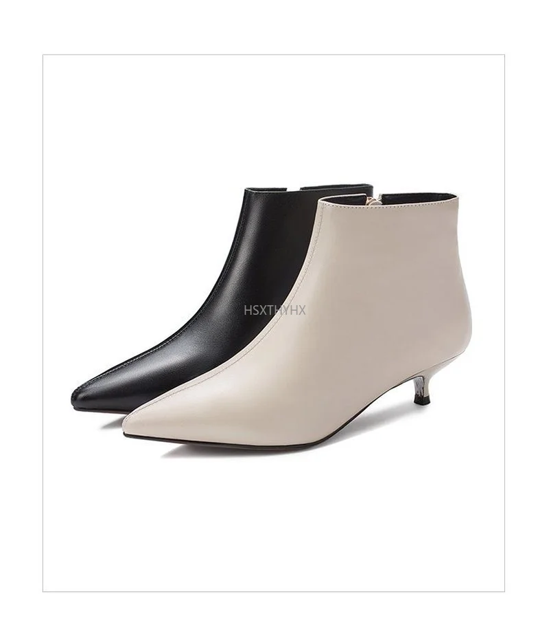 Женские Ботильоны на каблуке 3 5 см с острым носком черные бежевые молнии новая