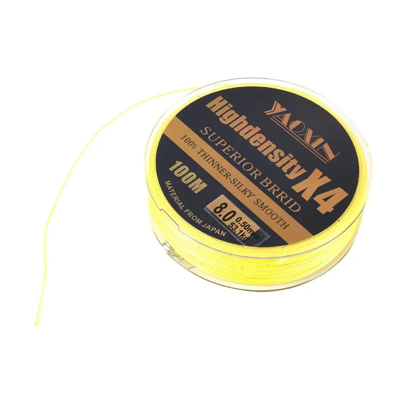 

Fishing Line PE Multilament Braid Lines Wire Smoother Floating Line Yellow 100 Meters 4 Strands Braided