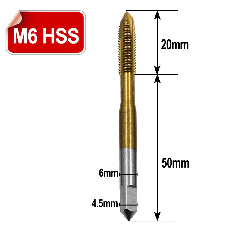 Титановая Гальваническая HSS машина винтовой кран M3 M4 M5 M6 M8 Метчик с винтовыми канавками DIY инструмент