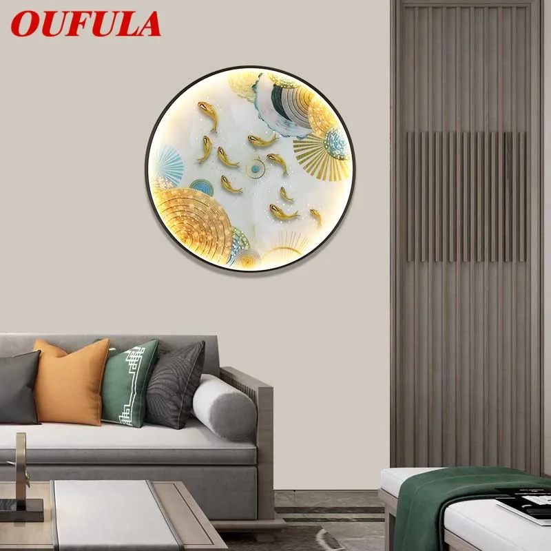 

OUFULA Contemporary Wall Light Fish Figure LED Sconces Round Lamp Creative For Home Stair