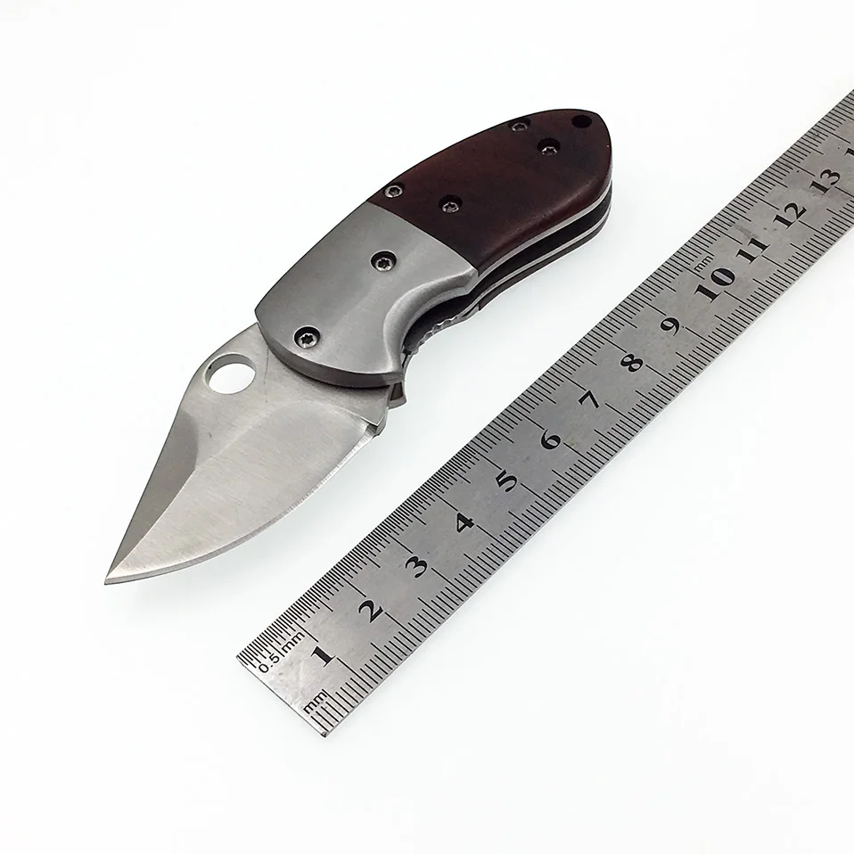 D2 steel Swayboo D2 Дамасская сталь Складные карманные ножи мини EDC инструмент оболочка нож чехол деревянная ручка верхний нож выживания - Цвет: D2 steel